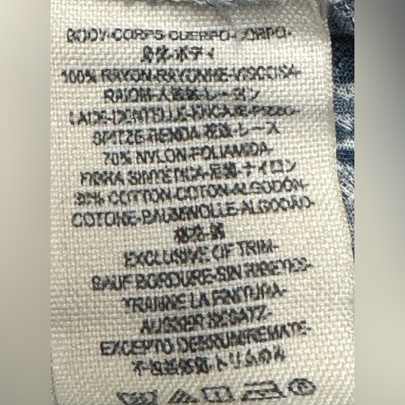 Free People Moon River Floral Peasant Top Size Medium Blue Ivory Boho Oversized - Picture 11 of 11